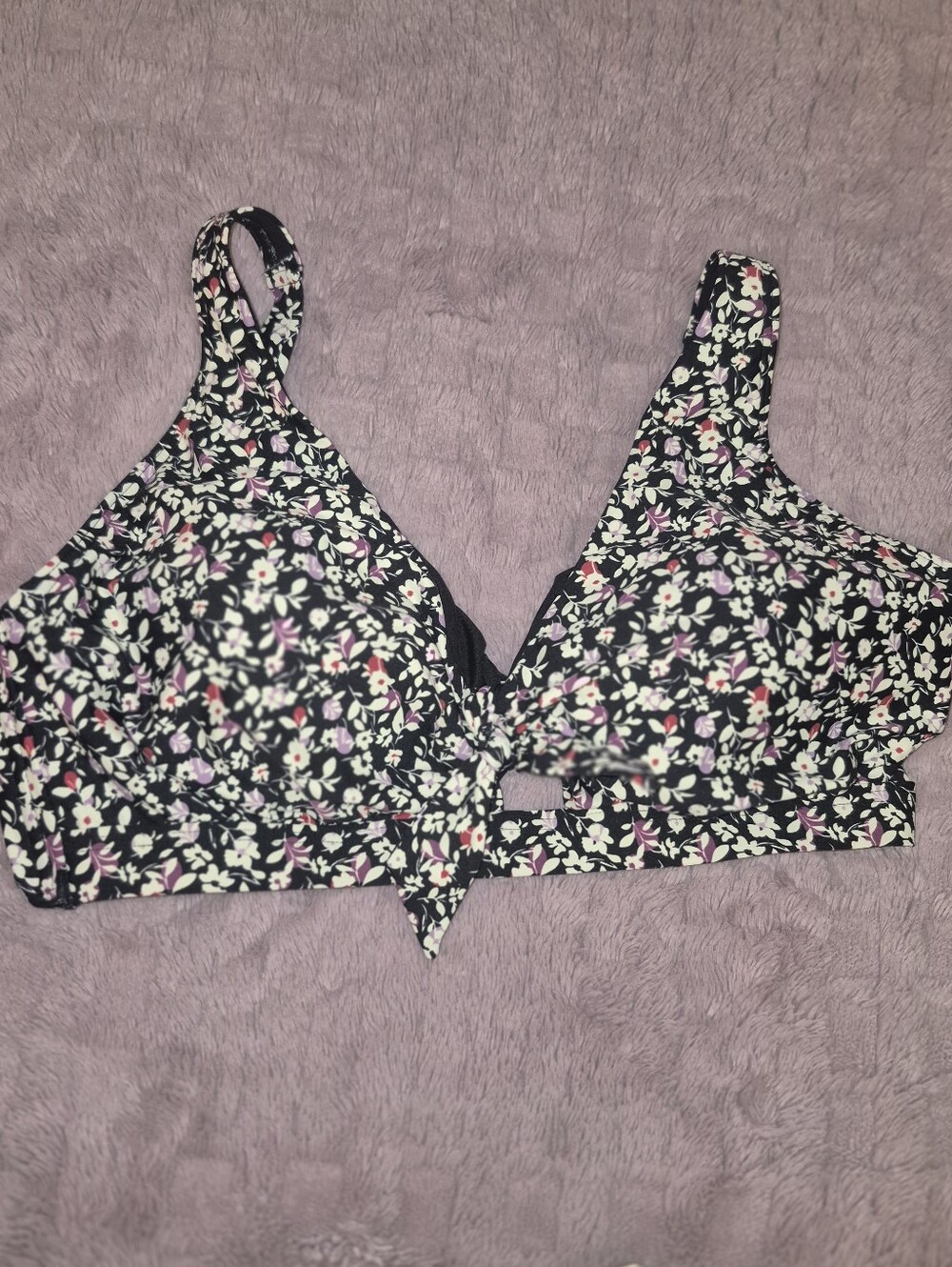 Birdsong -Black Floral Bikini Top
